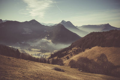 Scenic view of mountains against sky