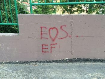 Close-up of information sign