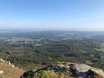 High angle view of landscape against clear sky