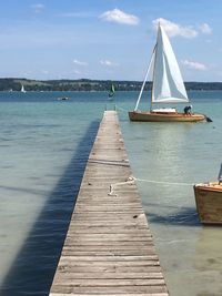 Pier over sea against sky