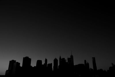 Silhouette of buildings against clear sky