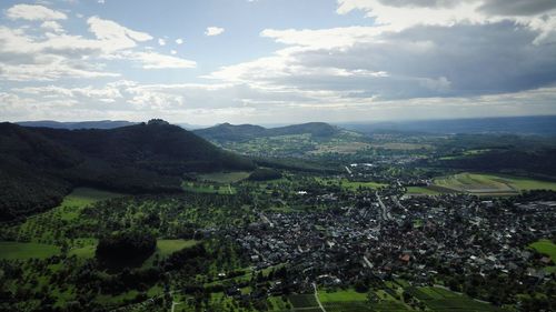 Aerial view of landscape against sky