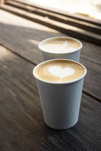 High angle view of coffee on table