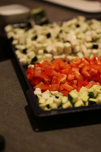 Close-up of chopped vegetables