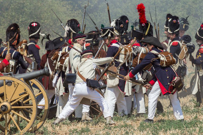 People on field