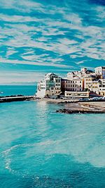 View of sea against blue sky