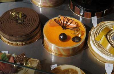 High angle view of cake on table