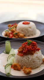 Close-up of food served in plate