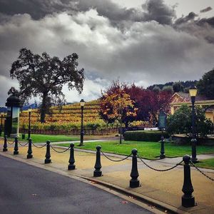 View of road against cloudy sky