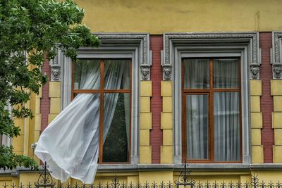 Closed door of building