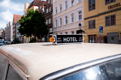 Information sign on street in city