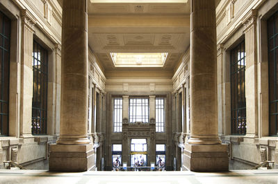 Interior of classical building with columns