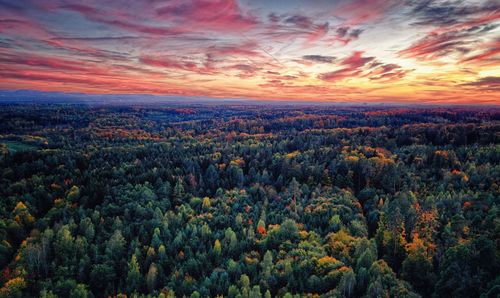 High angle view of townscape against sky