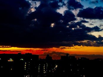 Dramatic sky over city during sunset