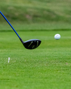 Close-up of ball on grassland