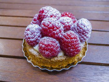 Close-up of raspberry tart