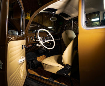 High angle view of yellow car in bus