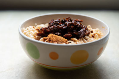 Close-up of breakfast served in bowl