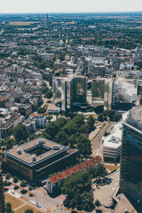 High angle view of buildings in city