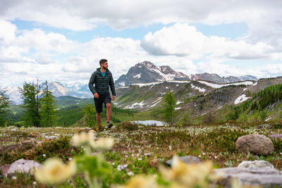 Hiking healey pass in banff national park canadian rockies