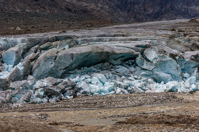 Scenic view of snow on rocks