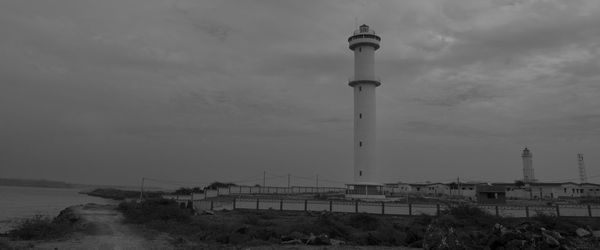 Low angle view of lighthouse against sky