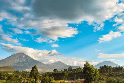 Mount muhabura, mount gahinga and mount sabyinyo in the mgahinga gorilla national park, uganda