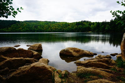 Scenic view of lake against sky