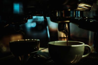 Close-up of coffee cup on table in cafe