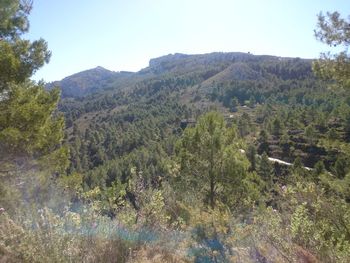 Scenic view of mountains against clear sky