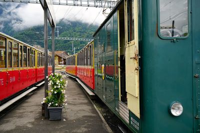 Train on railroad station platform