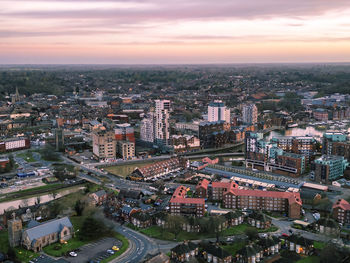 An aerial photo of ipswich, suffolk, uk