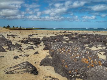 Scenic view of beach against sky