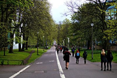 People walking on road in city