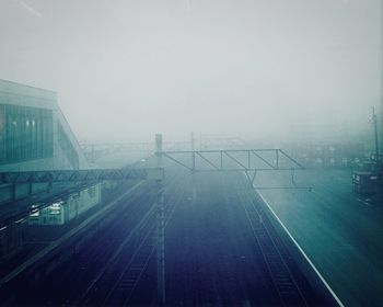 Railroad track in foggy weather