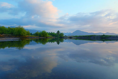 Scenic view of lake against sky