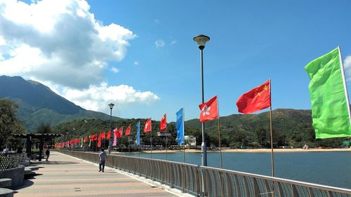 Flags flying on mui wo promenade