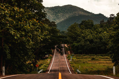 Road amidst trees against sky