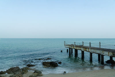 Scenic view of sea against clear sky