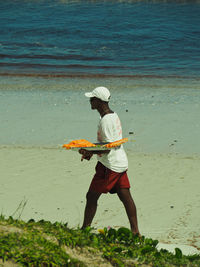 Full length of man standing on beach