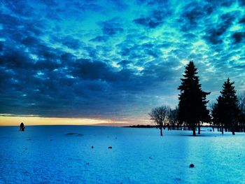 Scenic view of sea at sunset