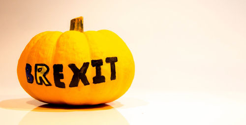 Close-up of pumpkin against white background