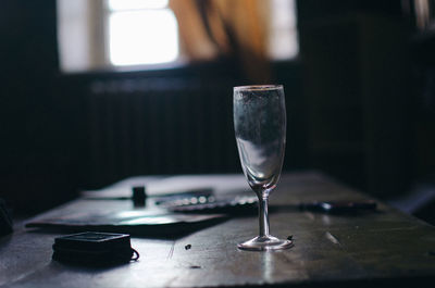 Close-up of wineglass on table