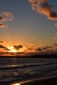 Scenic view of sea against sky during sunset