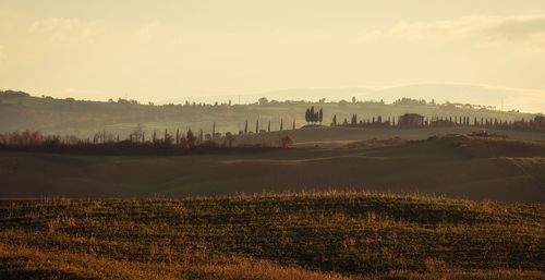 Scenic view of landscape against sky during sunset