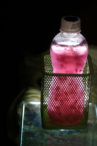 Close-up of drink in jar