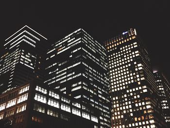 Low angle view of buildings at night