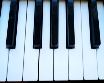 High angle view of piano keys