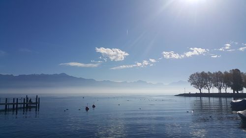 Scenic view of lake against sky