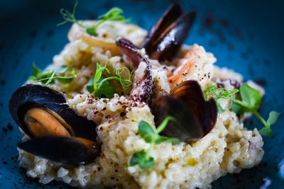 Tasty italian risotto with seafood and spices